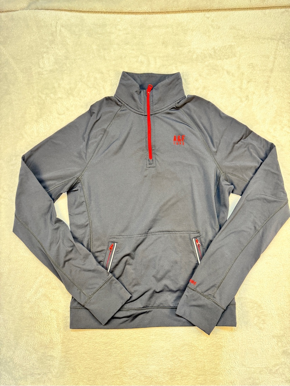 Abercrombie & Fitch Men's Gray Quarter-Zip Performance Pullover Men’s L